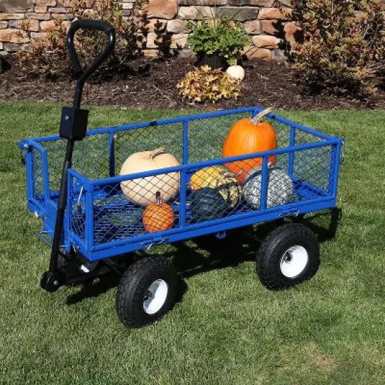 Sunnydaze Outdoor Lawn and Garden Heavy-Duty Durable Steel Mesh Utility Dump Wagon Cart with Removable Sides image {10}