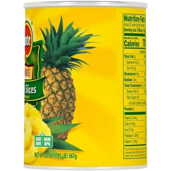 Del Monte Pineapple Slices in 100% Juice 20oz image {1}