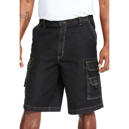 Boulder Creek by KingSize Men's Big & Tall  12" Side Elastic Denim Cargo Shorts image {6}