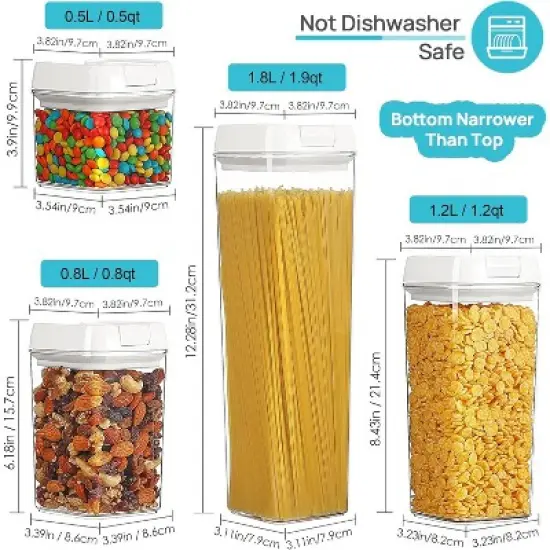Airtight Food Storage Containers, 7 Pieces BPA Free Plastic Cereal Organizer Canisters with Easy Lock Lids, for Kitchen Pantry Organization, 24 Labels image {3}