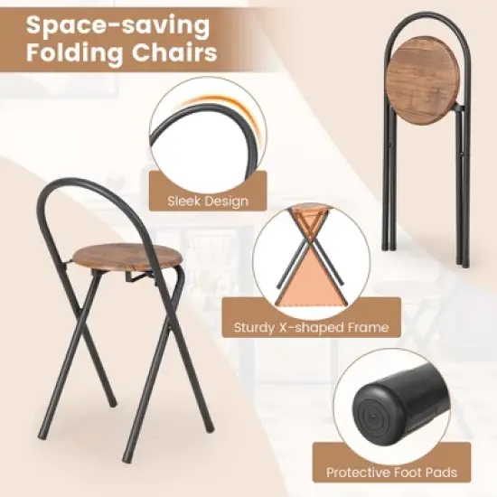 Costway 3 PCS Folding Dining Table & Chair Set Collapsible Drop Leaf Table for Kitchen image {8}