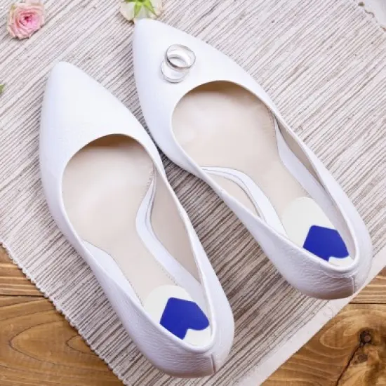 Unique Bargains Silicone Heel Support Cup Pads Orthotic Insole Plantar Care Heel Pads Love Pattern Size 33-39 4Pcs image {1}