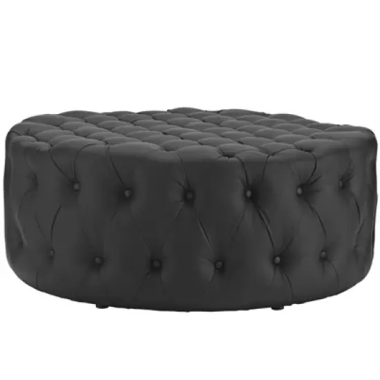 Amour Upholstered Vinyl Ottoman Black - Modway image {2}