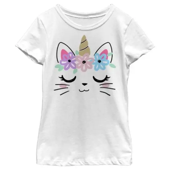 Girl's Lost Gods Kitty Unicorn with Flower Crown T-Shirt image {3}