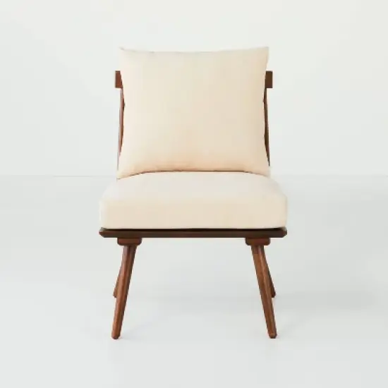 Spindle Back Accent Chair with Cushions Brown/Cream - Hearth & Hand&trade; with Magnolia image {3}