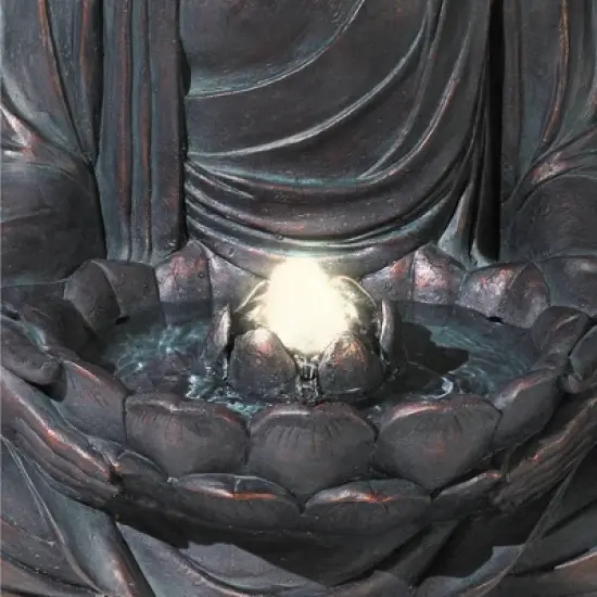 John Timberland Meditating Buddha Zen Bubbler Outdoor Water Fountain with LED Light 24" for Yard Garden Patio Home Deck Porch House Meditation Decor image {3}