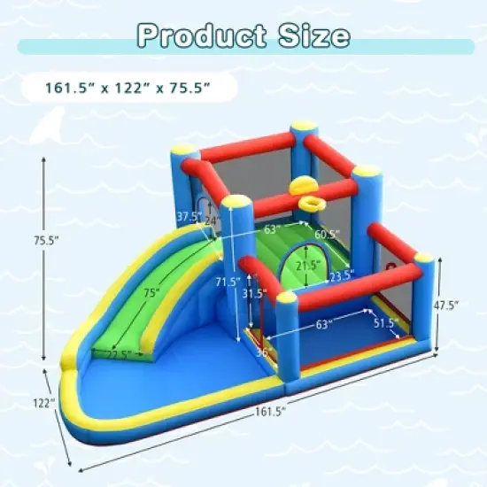 Costway Inflatable Kids Water Slide Outdoor Indoor Slide Bounce Castle with 550W Blower image {3}