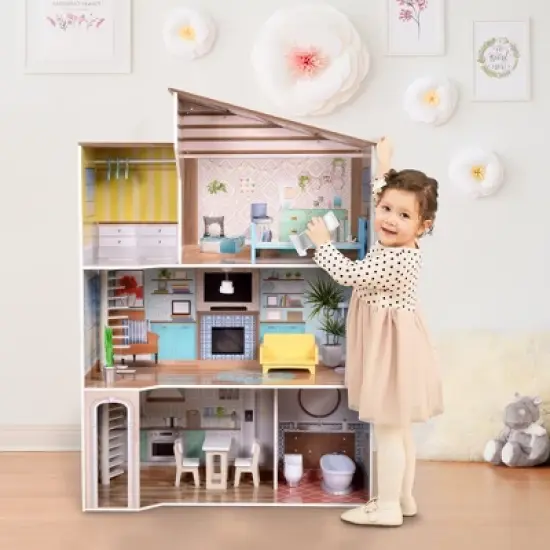 Olivia's Little World by Teamson Kids Wooden Dreamland Mediterranean Dollhouse Set image {2}