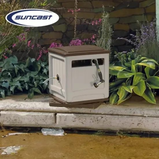 Suncast Swivel Hose Reel Storage Hideaway w/Smart Trak Hose Guide & Bin (2 Pack) image {3}