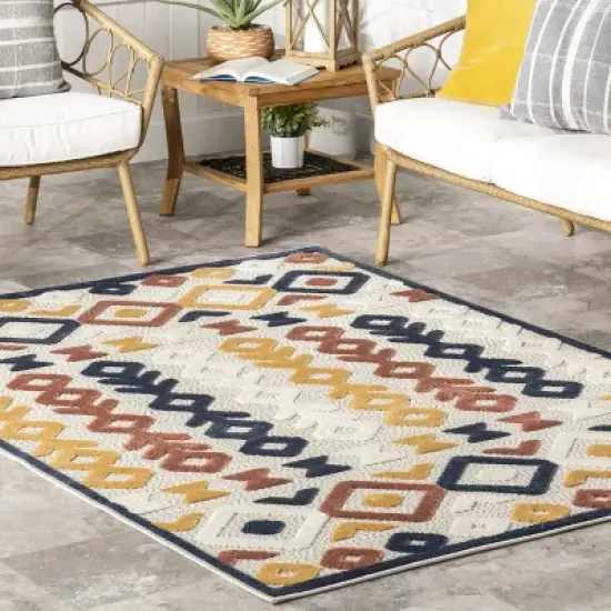 Corra Colorful Geometric Indoor/Outdoor Patio Area Rug image {8}