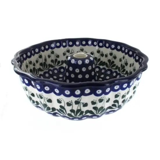 Blue Rose Polish Pottery A55 Ceramika Artystyczna Ring Cake Pan image {1}