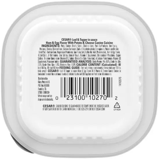 Cesar Loaf and Topper in Sauce Cheese, Potato, Egg, Pork and Gravy Flavor Small Breed Wet Dog Food - 3.5oz image {1}