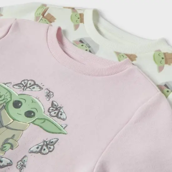 Toddler Girls' 2pk Baby Yoda Sweatshirt - Blush/White image {2}