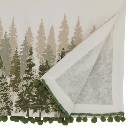 Saro Lifestyle Christmas Tree Pom Pom Runner, Green, 16" x 72" image {1}