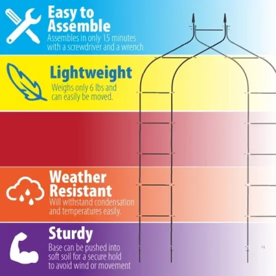 Machrus Ogrow Wedding Garden Arch, Decorative Flower Garden Arbor Lawn Patio Entrance for Climbing Plants - Metal Arbor Trellis image {4}