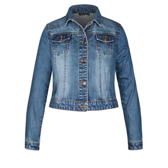Women's Plus Size  Classic Denim Jacket - denim | CITY CHIC image {2}