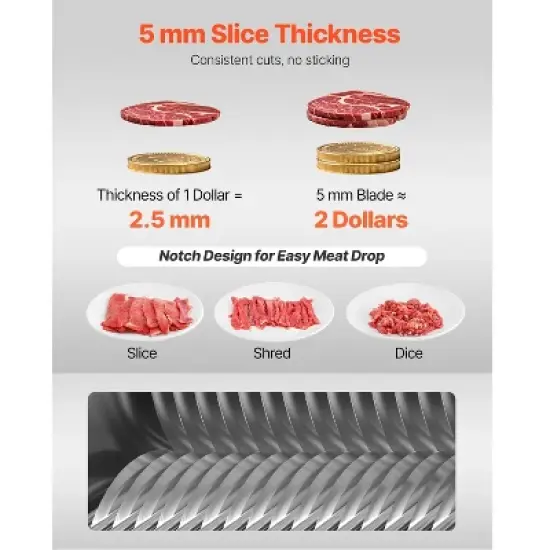 VEVOR Meat Cutter Machine Blade, 5 mm Blade for Commercial Meat Cutter, One Set Blade for SJY-DQ90 Meat Cutting Machine, Stainless Steel, Silver image {5}