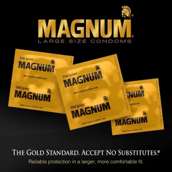 Trojan Magnum Large Size Lubricated Latex Condoms, 3 Count image {3}