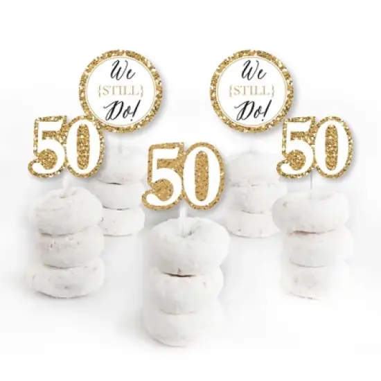 Big Dot of Happiness We Still Do - 50th Wedding Anniversary - Dessert Cupcake Toppers - Anniversary Party Clear Treat Picks - Set of 24 image {1}