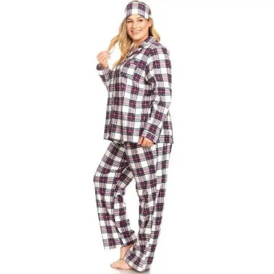 Women's Plus Size Three-Piece Pajama Set - White Mark image {1}