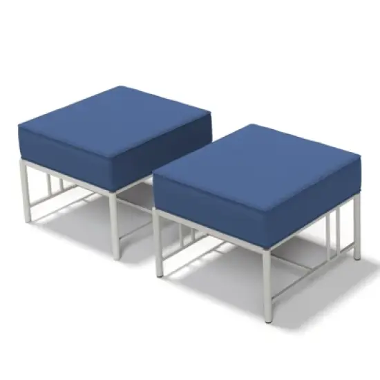 Belord Outdoor Metal Ottoman with 5 inch Cushion, Heavy-Duty Metal Frame with Removable 5" Thick Cushion, MagTek Secure Fastening System image {3}