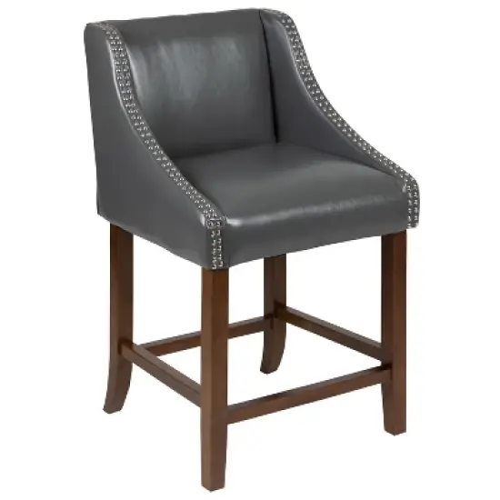 Flash Furniture Carmel Series 24" High Transitional Wood Counter Height Stool with Accent Nail Trim, Set of 2 image {2}