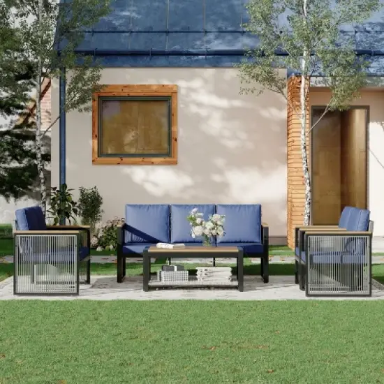 EROMMY 5 Pieces Patio Set Outdoor Furniture Sets Modern Chair Conversation Sets With Coffee Table image {1}