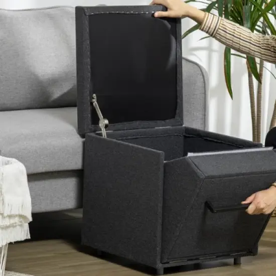 PawHut 3-in-1 Living Room Storage, Cat/Dog Steps for Couch, Footrest Ottoman, Cat/Dog Stairs for Small Dogs, Old Cats image {5}