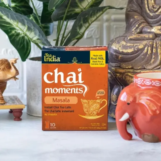 Tea India Chai Moments Masala Chai Tea Instant Latte Mix 10 Sachets Pack of 6 image {3}