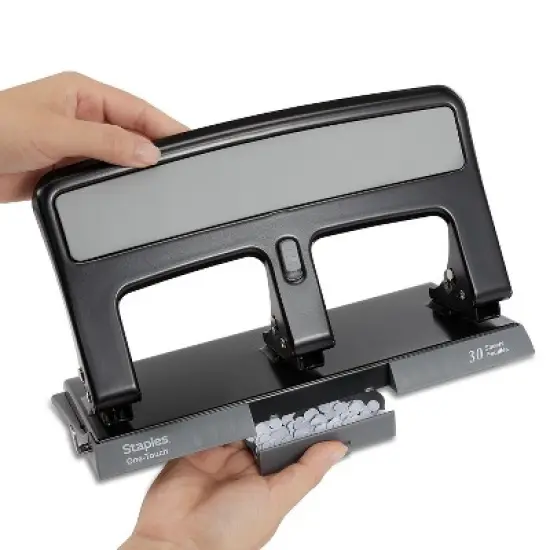 MyOfficeInnovations One-Touch 26614 Heavy-Duty 3-Hole Punch 30-Sheet Capacity Black 884279 image {4}