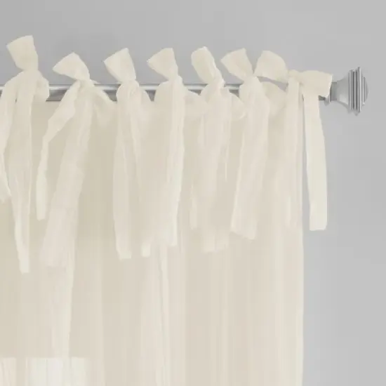 Jolie Semi-Sheer Tie Top Single Window Curtain Panel - Elrene Home Fashions image {1}