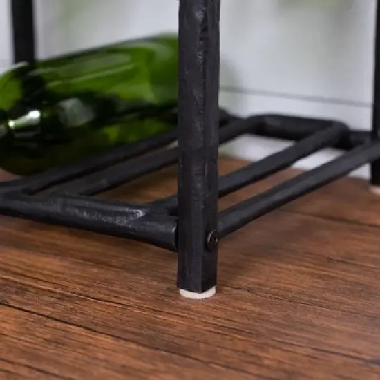 BIRDROCK HOME 12 Bottle Rack - Free Standing Stand - Kitchen Countertop - Black Forged Metal - Vertical Shelf Storage Cabinet - Holder image {5}