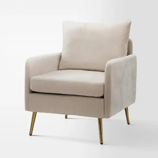 Giovann Wooden Upholstered Accent Chair Comfy Armchair Living Room and Bedroom Armchair with Metal Legs | Karat Home image {14}