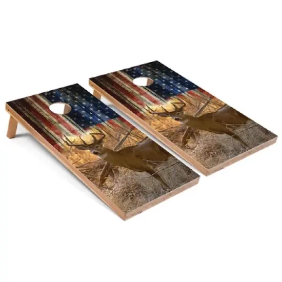 Skip's Garage American Flag Deer Cornhole Board Set, Includes 2 Boards, 8 Bags image {5}