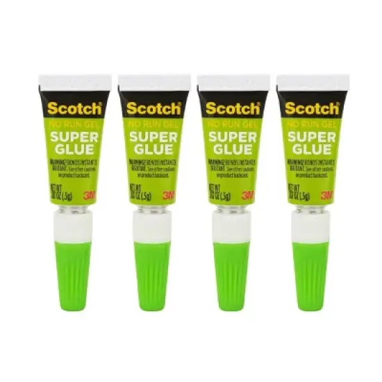 Scotch 4pk Single Use Super Glue: Fast Drying Clear Adhesive for Art, Stationery & Office, 0.07 oz image {1}