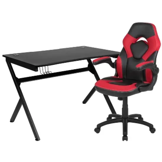 Flash Furniture Gaming Desk and Racing Chair Set with Cup Holder, Headphone Hook & 2 Wire Management Holes image {15}