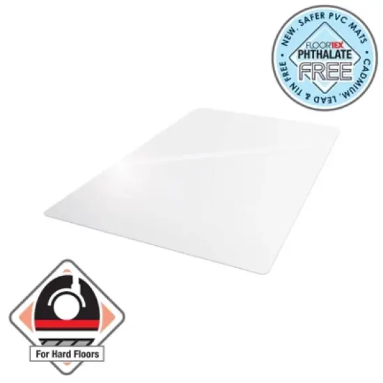Vinyl Rectangular Chair Mat for Hard Floor Clear - Floortex image {8}
