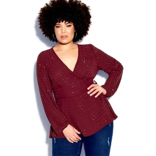 Women's Plus Size Bling Flirt Top - ruby | CITY CHIC image {6}