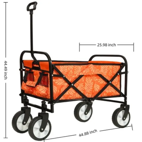 DSVIMOY 2PCS Fishing Cart with Rod Holders, Beach Wagon with Big Wheels for Sand, Strap with Multiuse Bag, Black&Orange, 44.88"*25.98"*44.49" image {2}