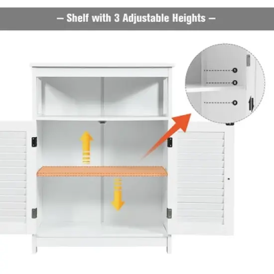 Costway Bathroom Wood Storage Cabinet w/ Double Shutter Door image {6}