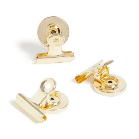 U Brands 3ct Magnetic Bulldog Clips Gold: Fridge & Locker Magnets, Metal Stationery Clips, Office Fasteners image {10}