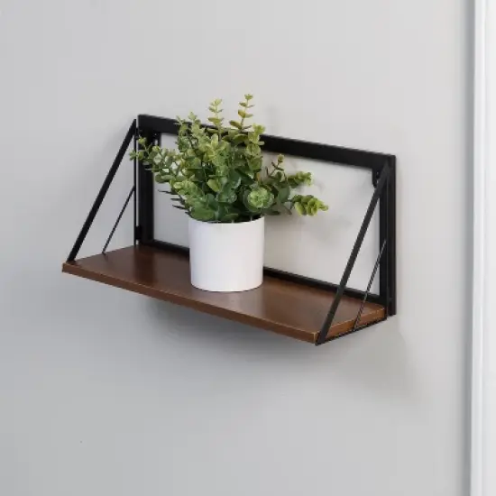 Honey-Can-Do Small Laundry Wall Shelf with Wood Walnut image {7}