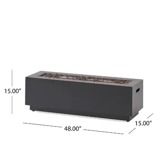 Christopher Knight Home Eclipse Outdoor Aluminum 4 Seater Chat Set with Fire Pit, Black/Dark Gray image {7}