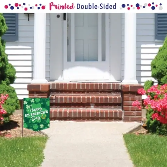 Big Dot of Happiness Shamrock St. Patrick's Day - Outdoor Home Decorations - Double-Sided Saint Patty's Day Party Garden Flag - 12 x 15.25 inches image {1}