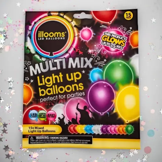 15ct illooms LED Light Up Mixed Solid Balloon image {1}