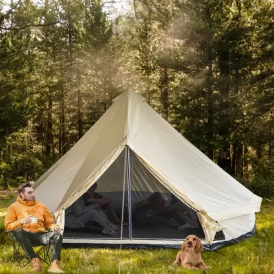 Outsunny 10-Person Waterproof Camping Tent Yurt with Unique Style, Spacious Interior, & Breathable Waterproof Design, 16' x 16' x 10' image {1}