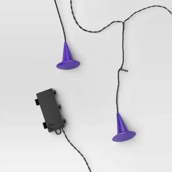 20ct Plastic Witch Hat Halloween Indoor Outdoor Novelty Icicle String Lights Purple LEDs - Hyde and EEK! Boutique&trade; image {3}
