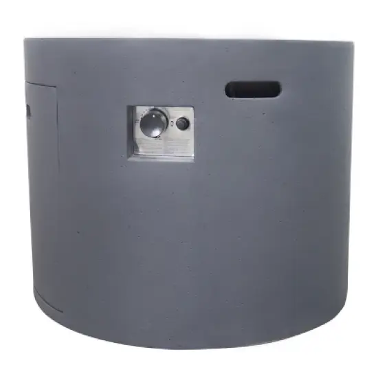31 Inch Round Outdoor Fire Pit With Built In Tank Storage And Modern Concrete Design image {10}