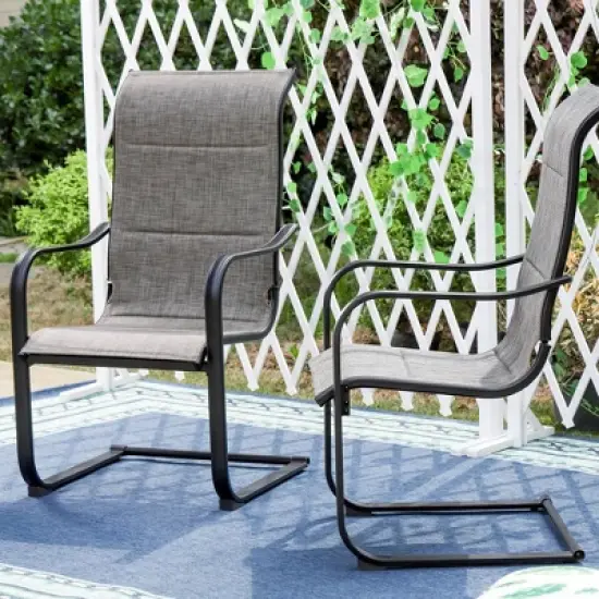 7pc Patio Set with Steel Table with 1.57" Umbrella Hole & Padded Sling C-Spring Arm Chairs - Captiva Designs image {11}
