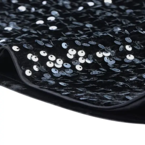 Allegra K Women's Sequin Velvet Crew Neck Short Sleeve T-shirt image {3}